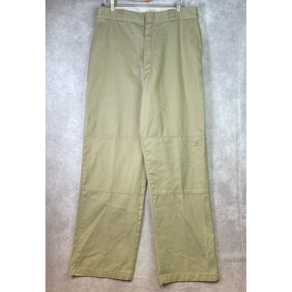 VINTAGE Dickies Pants Mens 34x33 Khaki Chinos Canvas (Tag 36x34) Baggy Y2K